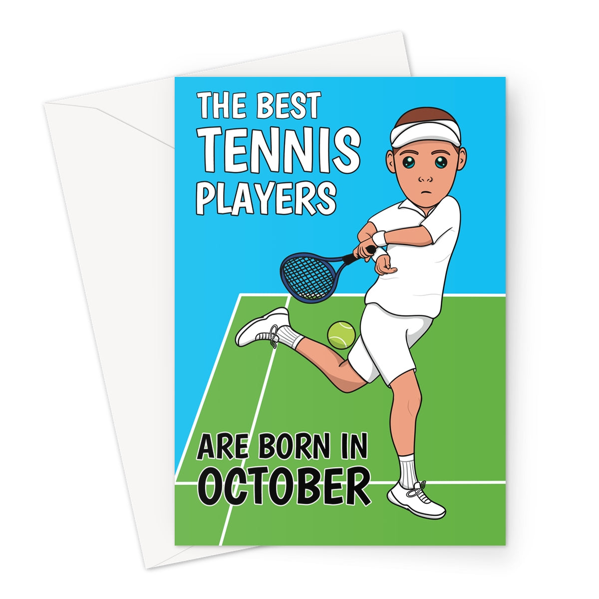 Male Tennis Player Birthday Card - October