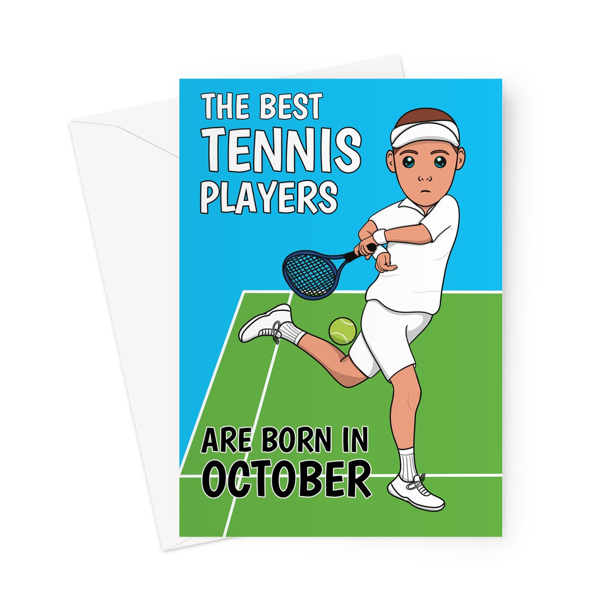 Male Tennis Player Birthday Card - October