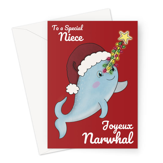 Narwhal Christmas Card For Niece