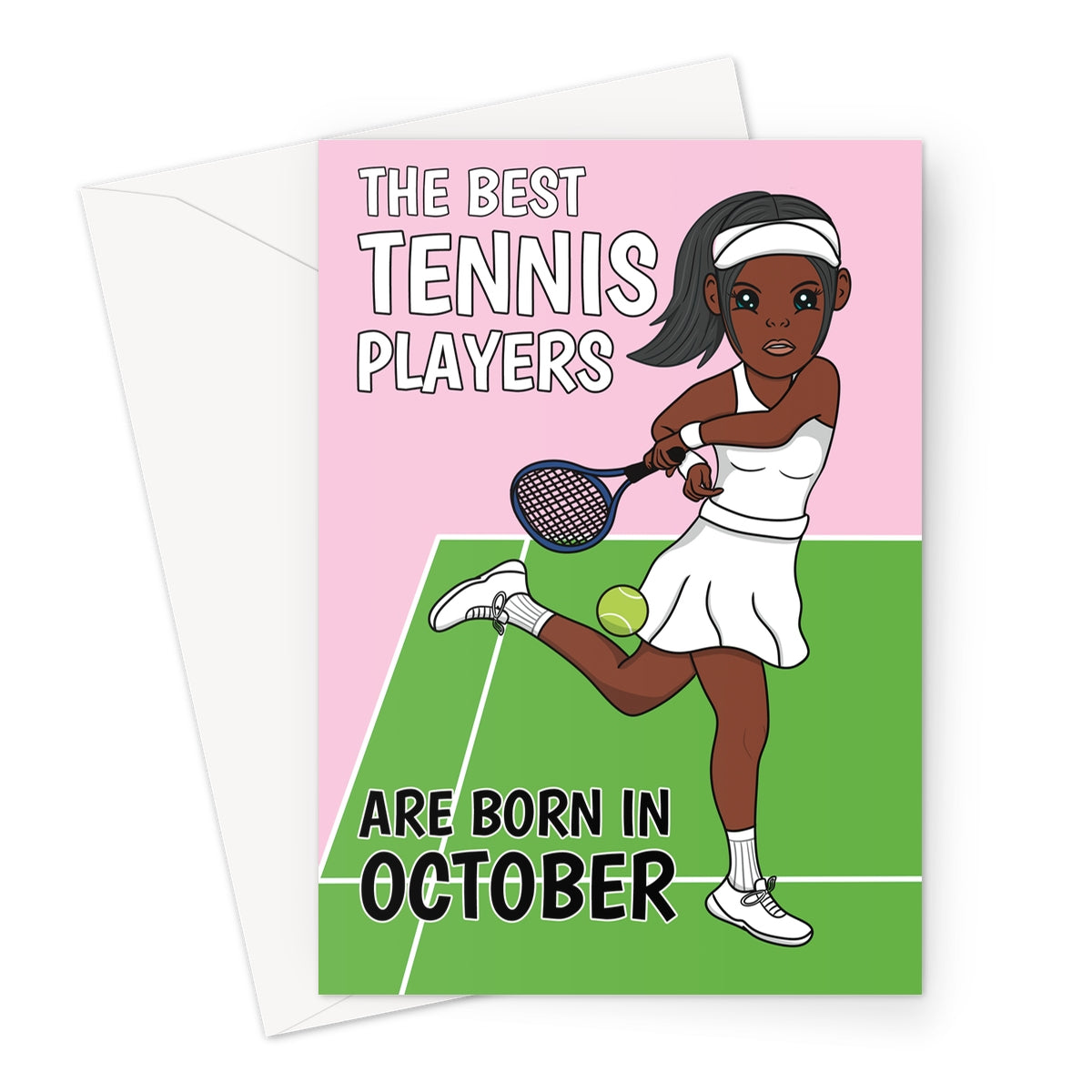 October Birthday Card For Women Tennis Player