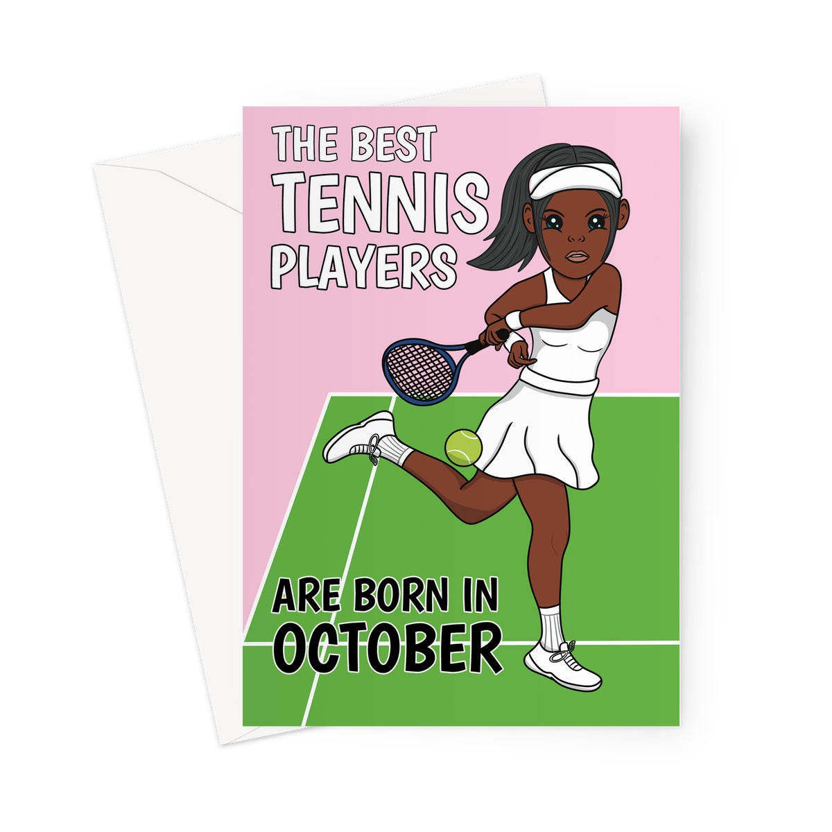 October Birthday Card For Women Tennis Player