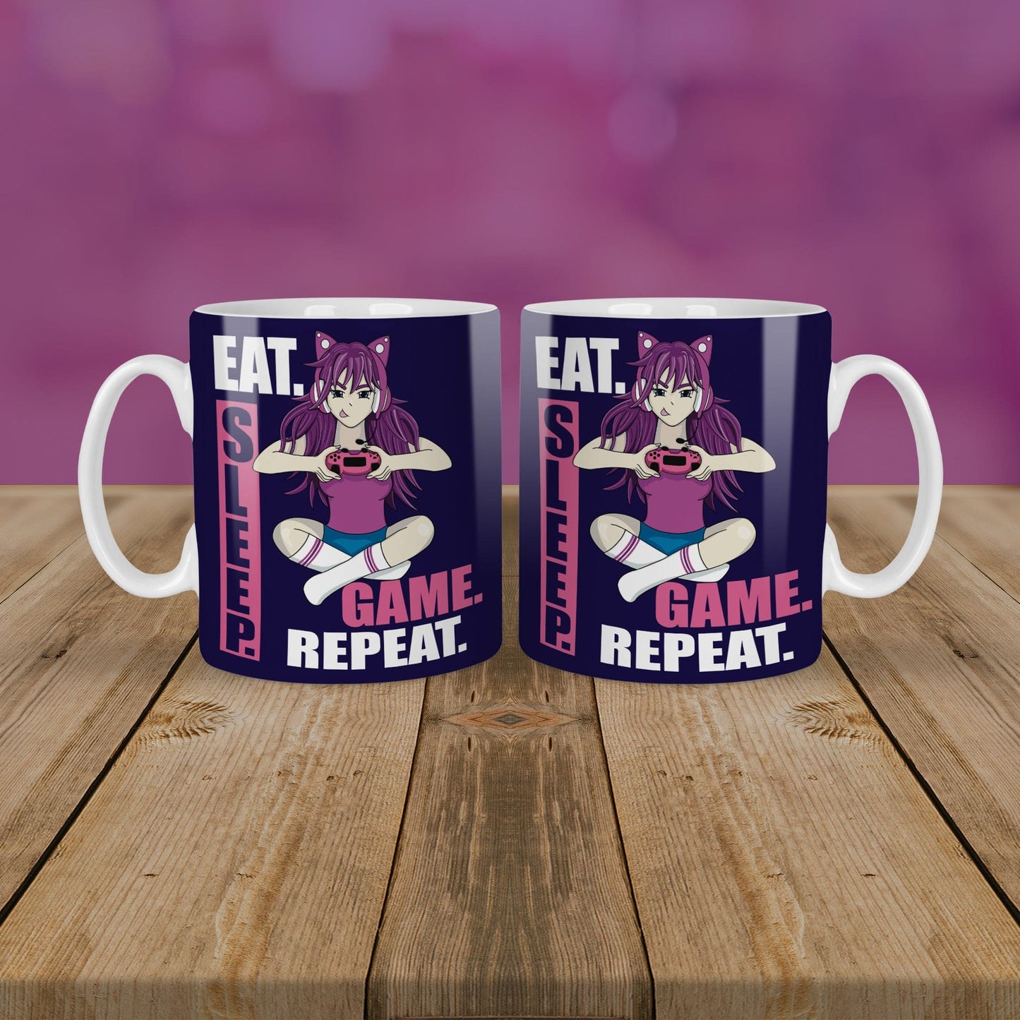 Eat Sleep Game Repeat video gamer mug.