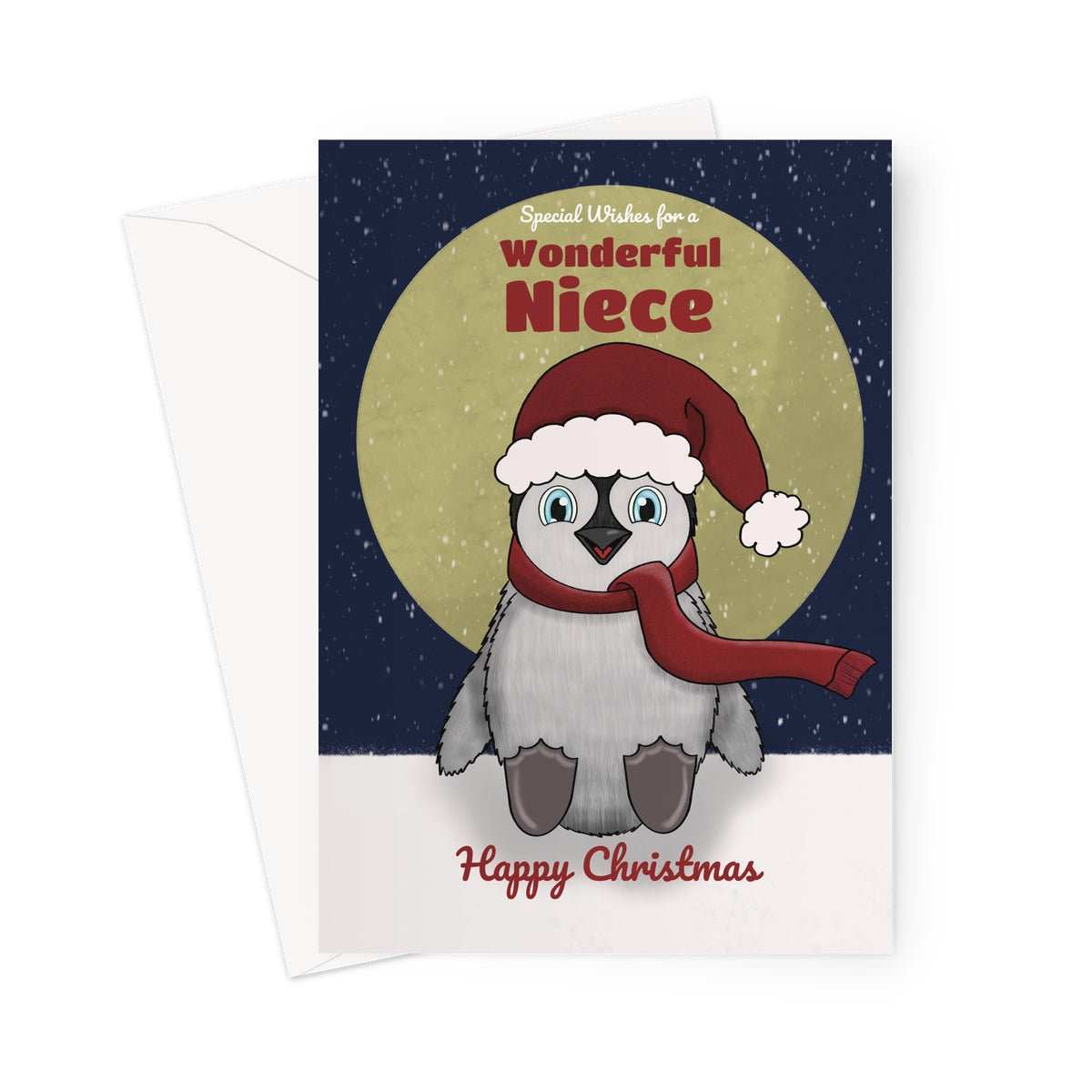 Cute Penguin Christmas Card For Niece