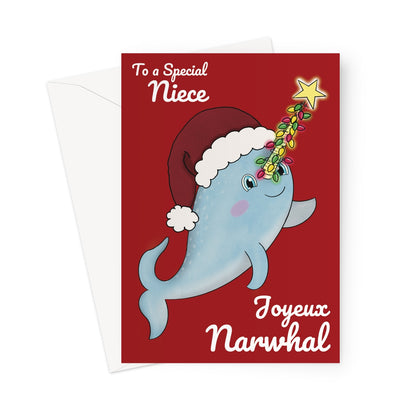 Narwhal Christmas Card For Niece