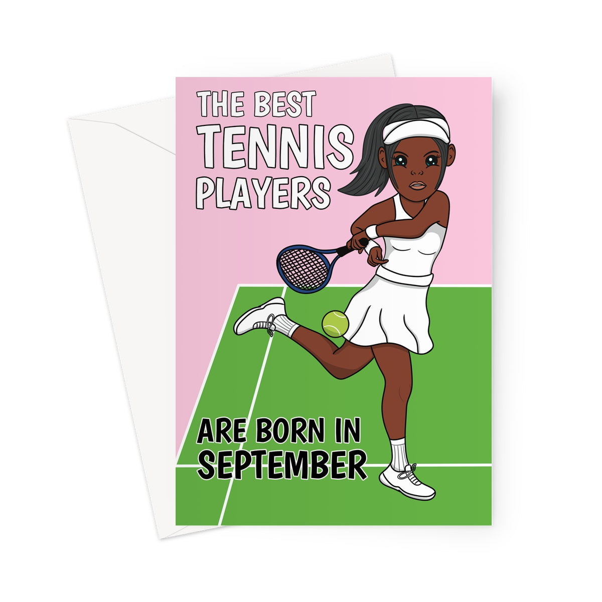 Tennis Birthday Card For Black Woman Born In September