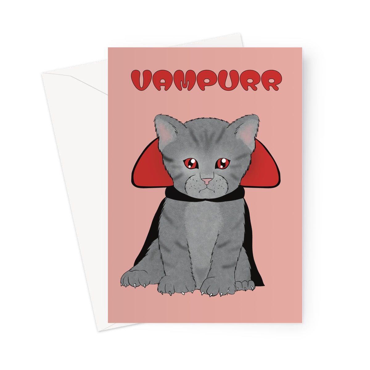 Vampurr Cat Funny Halloween Greeting Card