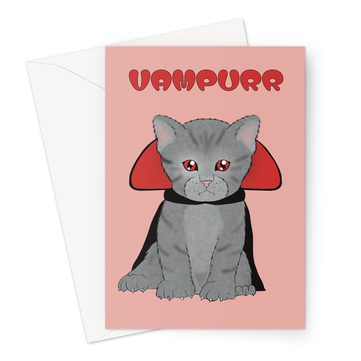 Vampurr Cat Funny Halloween Greeting Card