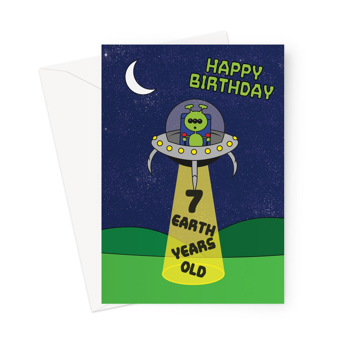 7th Birthday Card For Boy - UFO