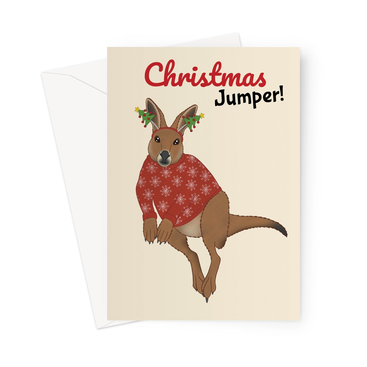 Funny Festive Christmas Jumper Kangaroo Pun 5 x7 1 Card