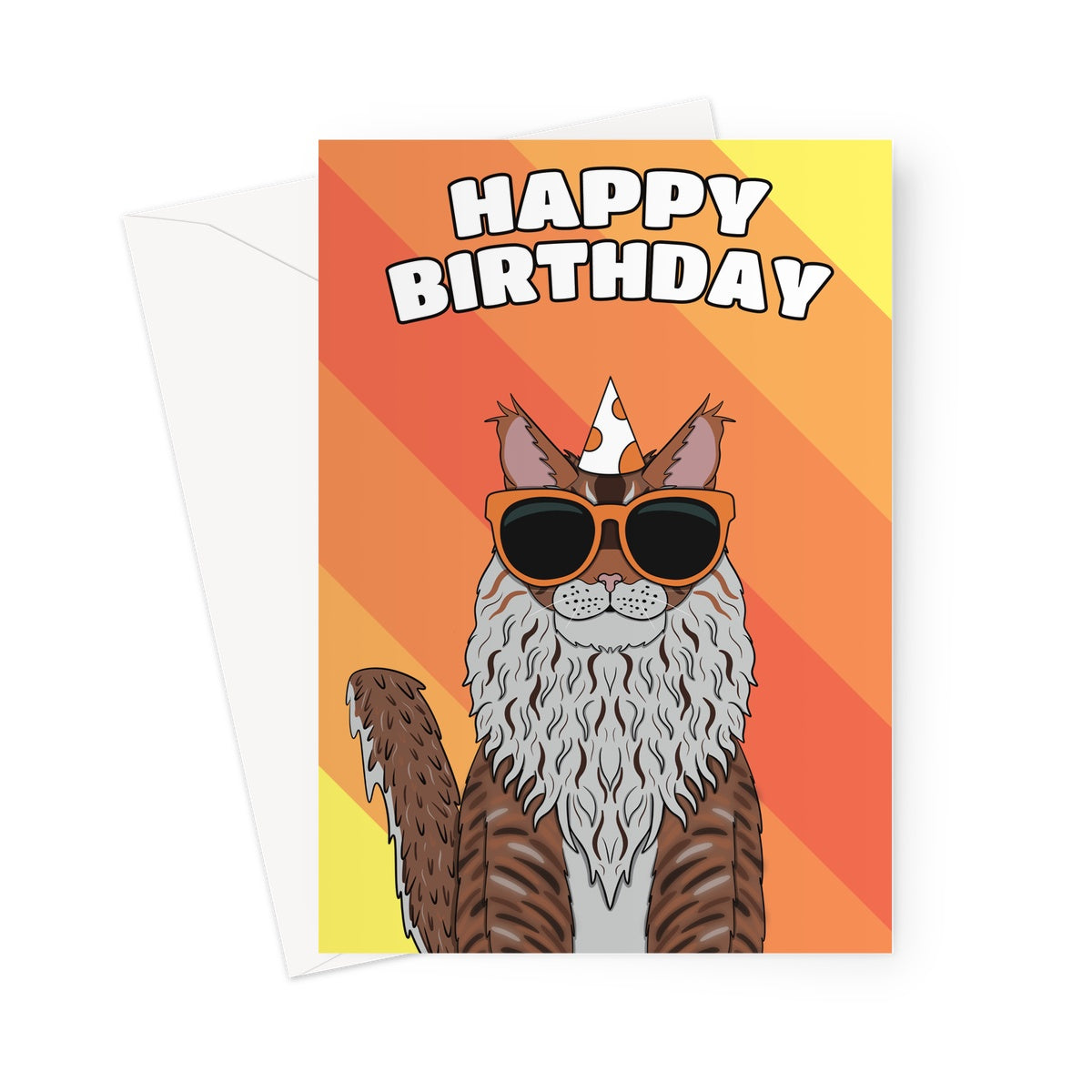 Maine Coon Cat Birthday Card 