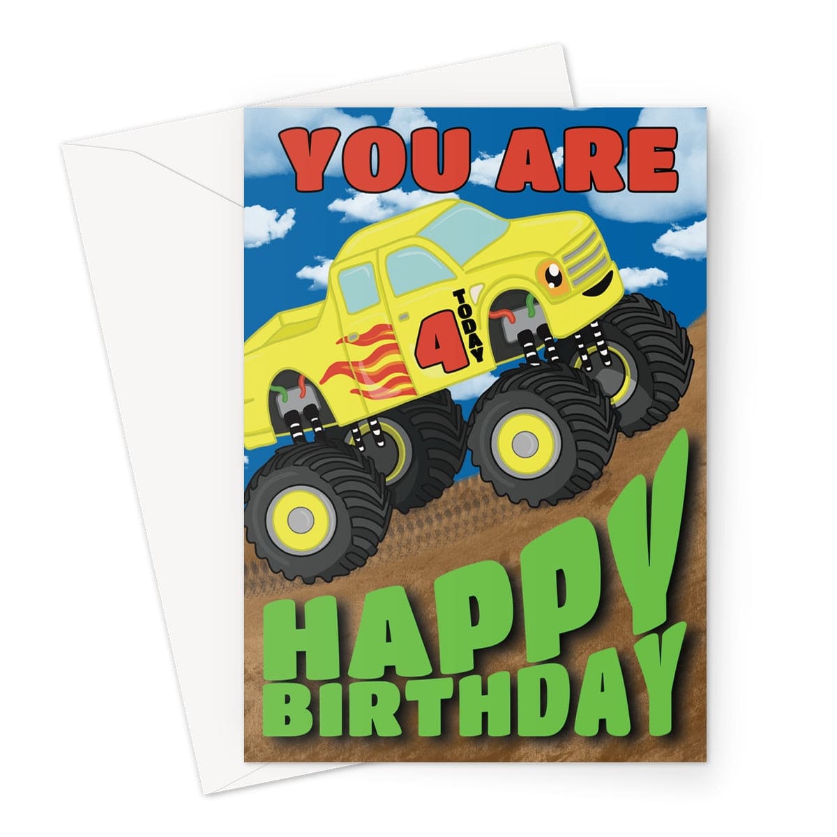 Age 4 Boys Monster Truck Birthday Card