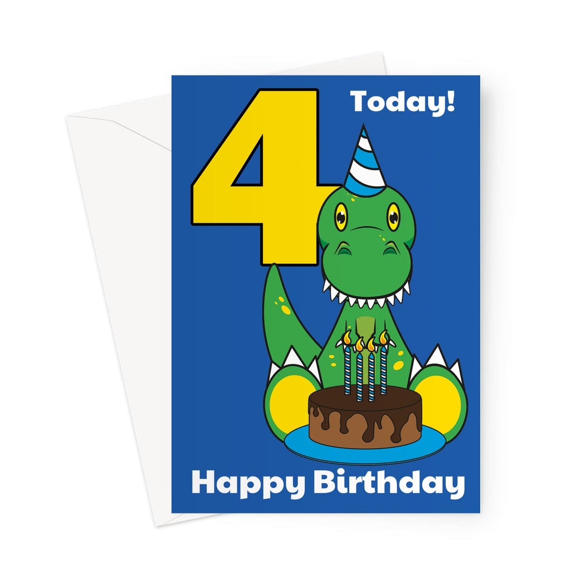 Cute Dinosaur 4th Birthday Card For Boy