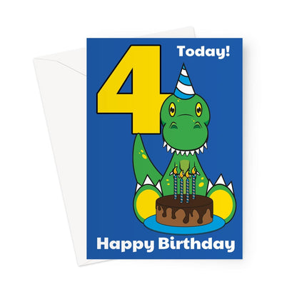 Cute Dinosaur 4th Birthday Card For Boy