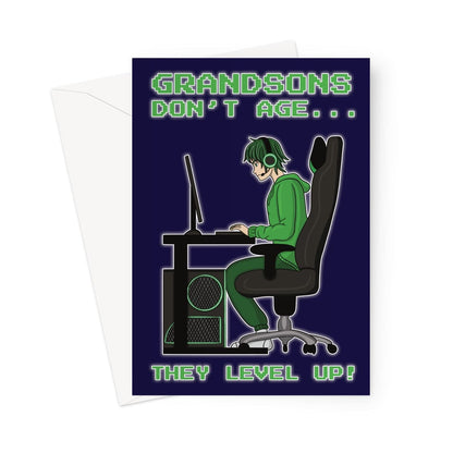 Greeting Card For Grandson - Level Up Gamer