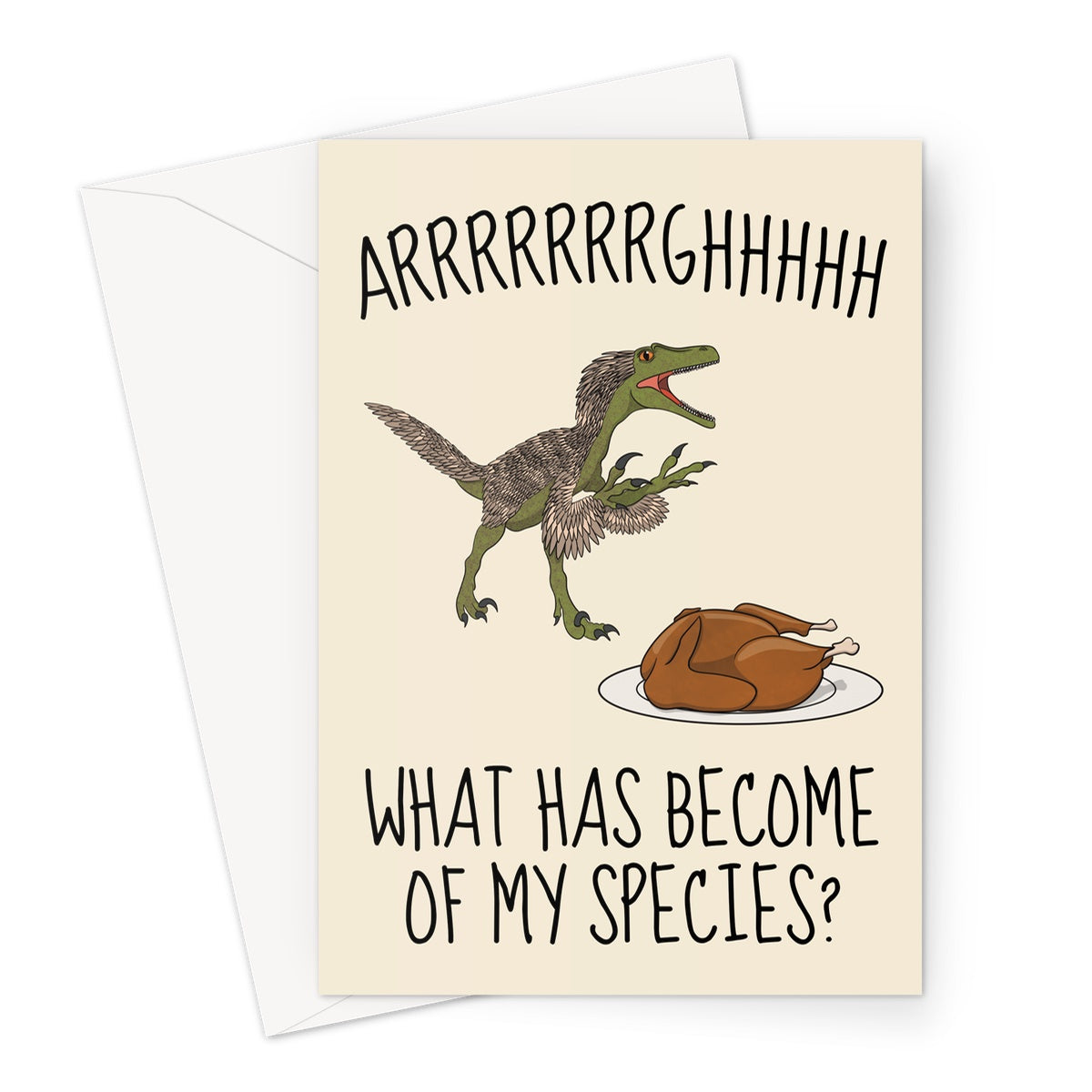 Funny Velociraptor Greeting Card - Paleontology