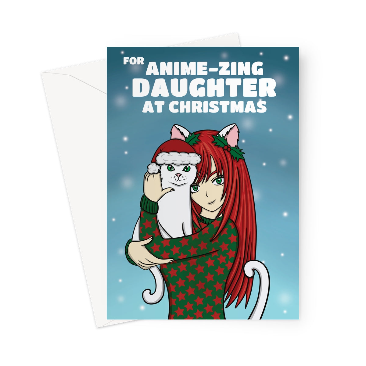 Anime Girl Christmas Card For A Daughter