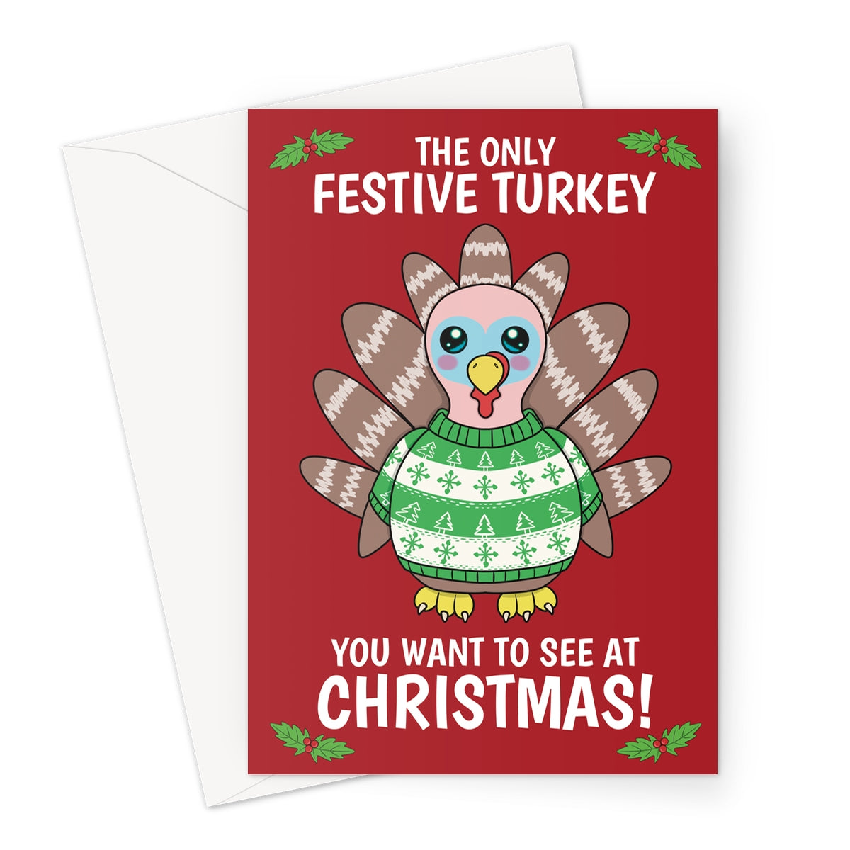 Festive Turkey Christmas Card For Vegetarians