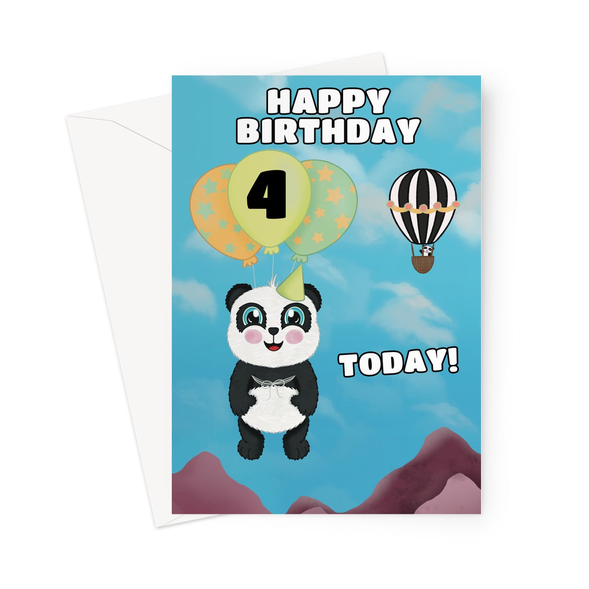 Happy 4th Birthday Cute Panda Bear