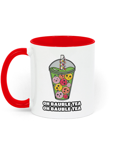 Bubble Tea Graphic Mug With Red Handle and Interior