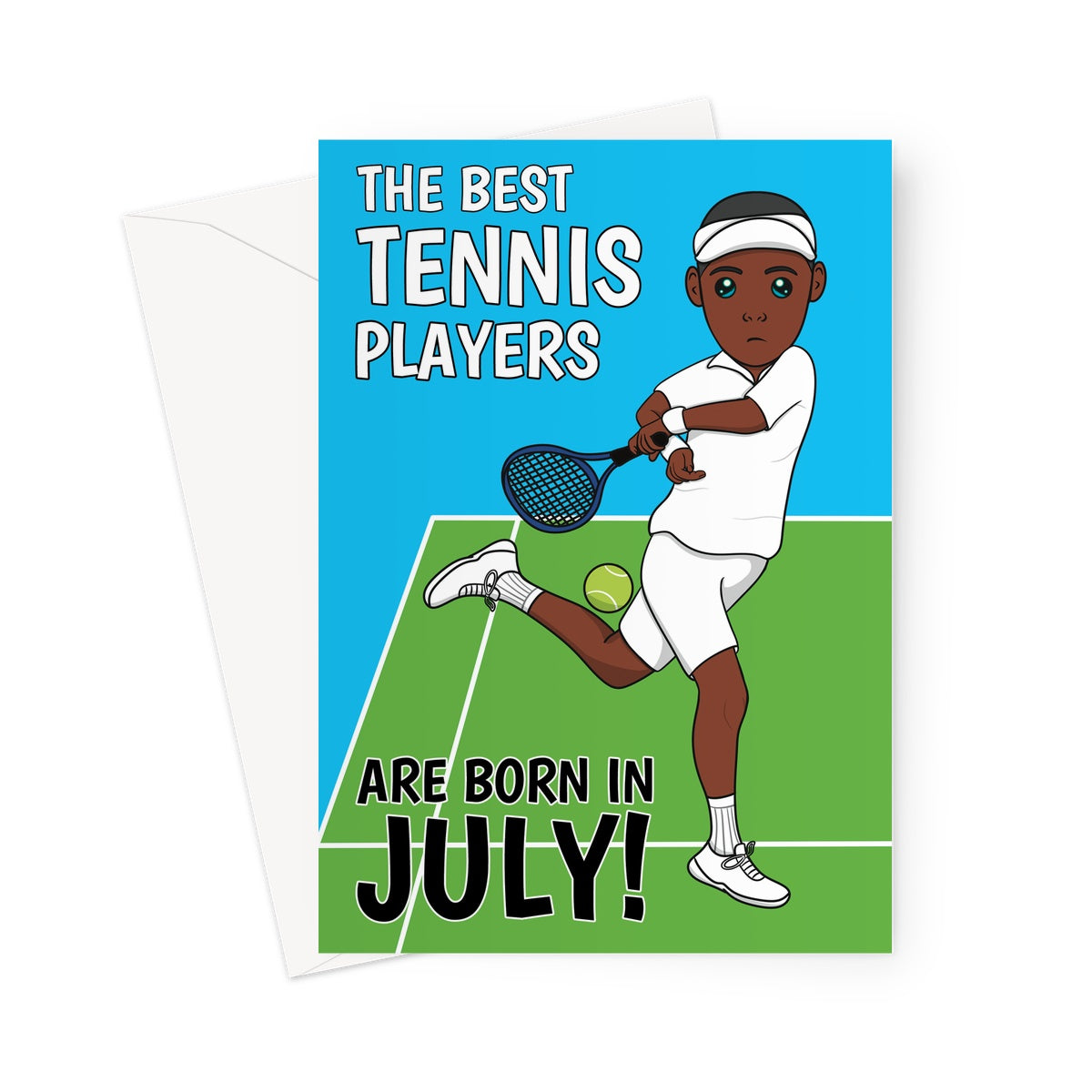 Male Tennis Player Birthday Card Born In July