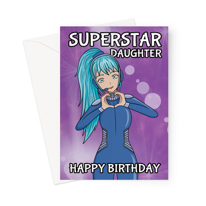 Cute Daughter Birthday Card - Anime Superstar