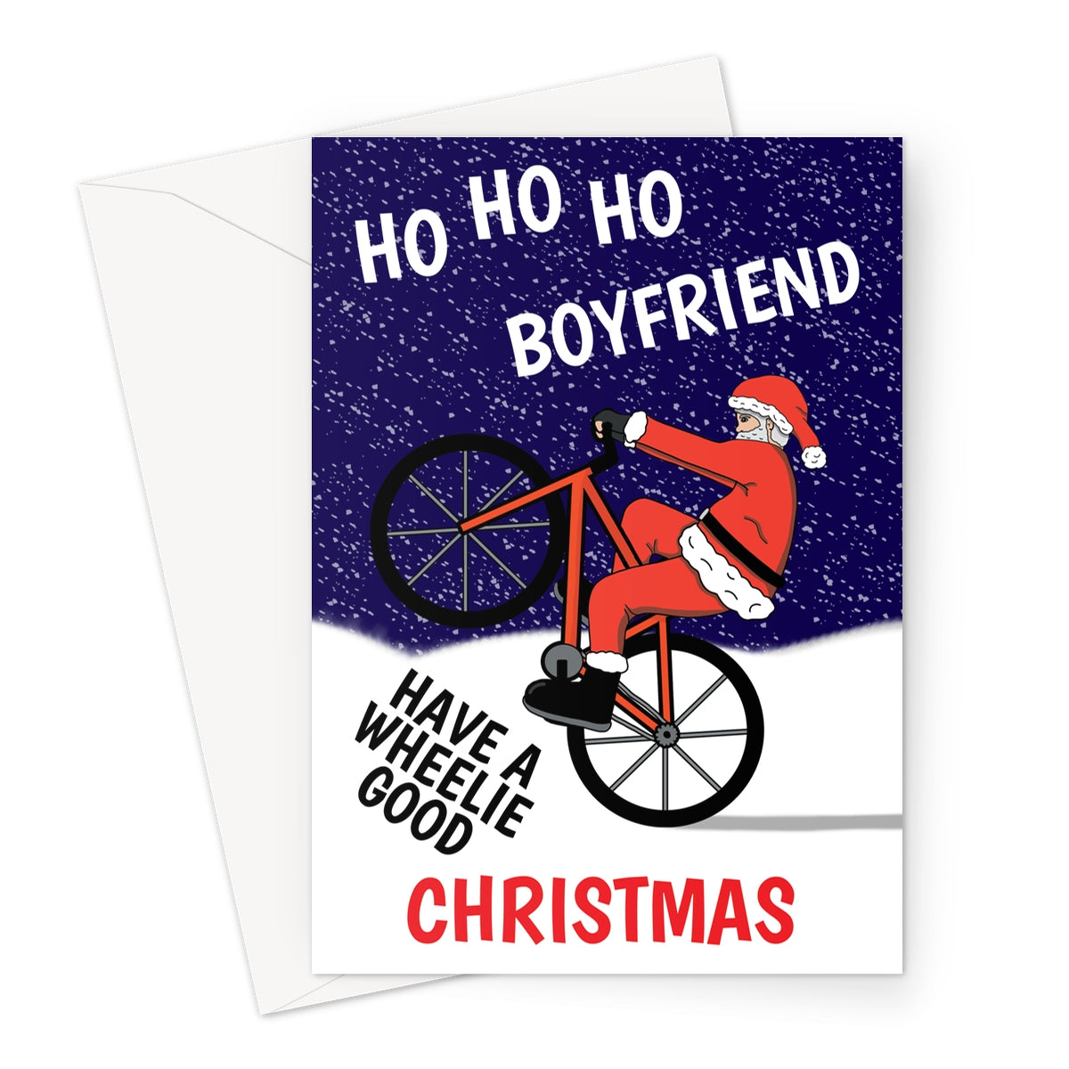 Funny Push Bike Santa Xmas Card For Boyfriend