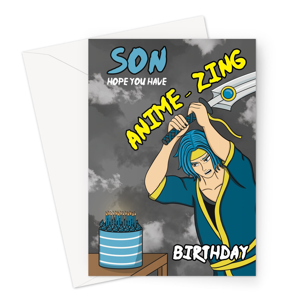 Son Anime Birthday Card - Swordmaster