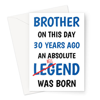 Funny 30th Birthday Card For A Bellend Brother