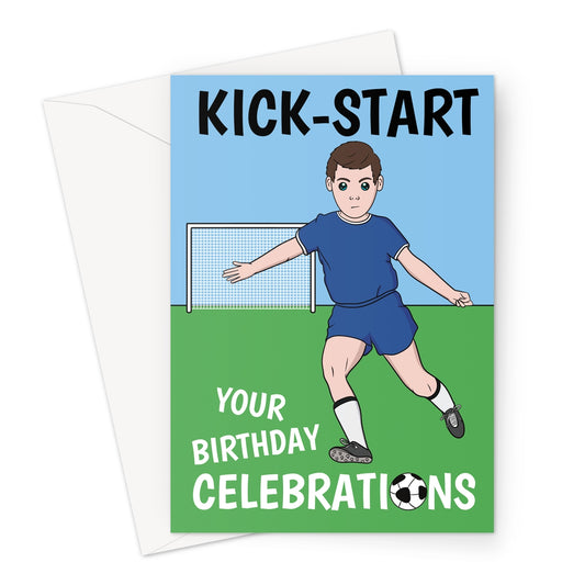 Blue Football Birthday Card