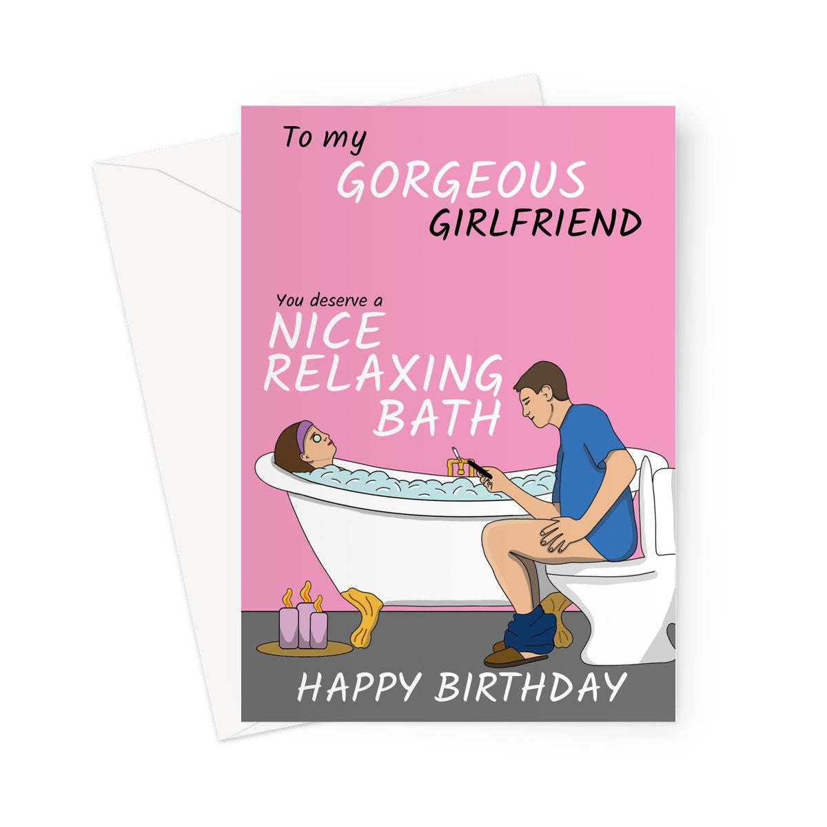 Funny Bath Joke Girlfriend Birthday Card