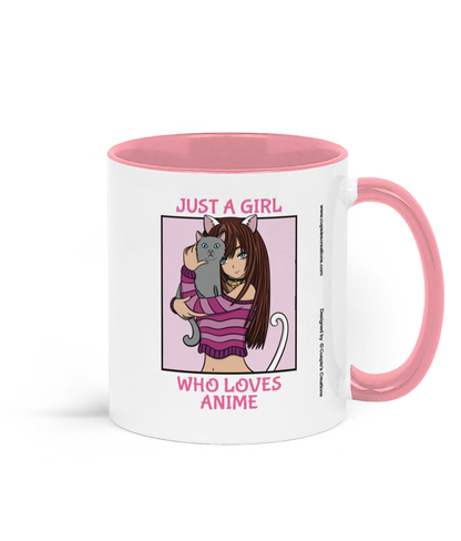 Just a Girl Who Loves Anime Mug - Cute Gift for Anime and Cat Lovers