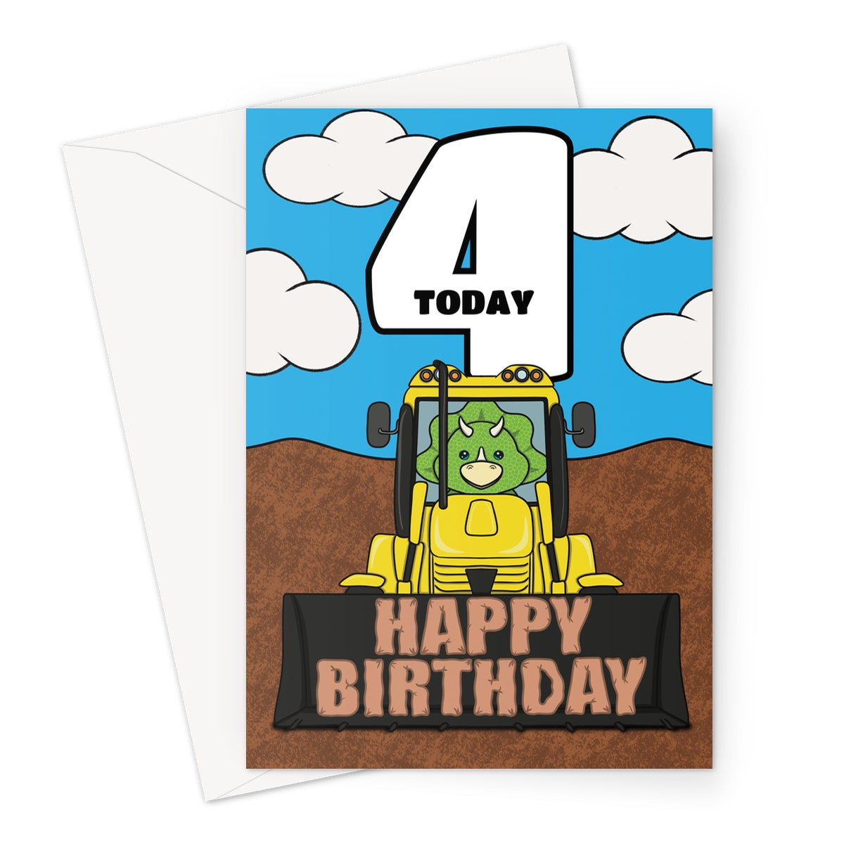 Digger 4th Birthday Card For A Boy