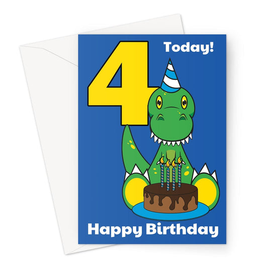 Cute Dinosaur 4th Birthday Card For Boy