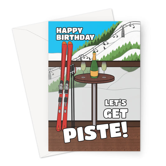 Funny skiing birthday card