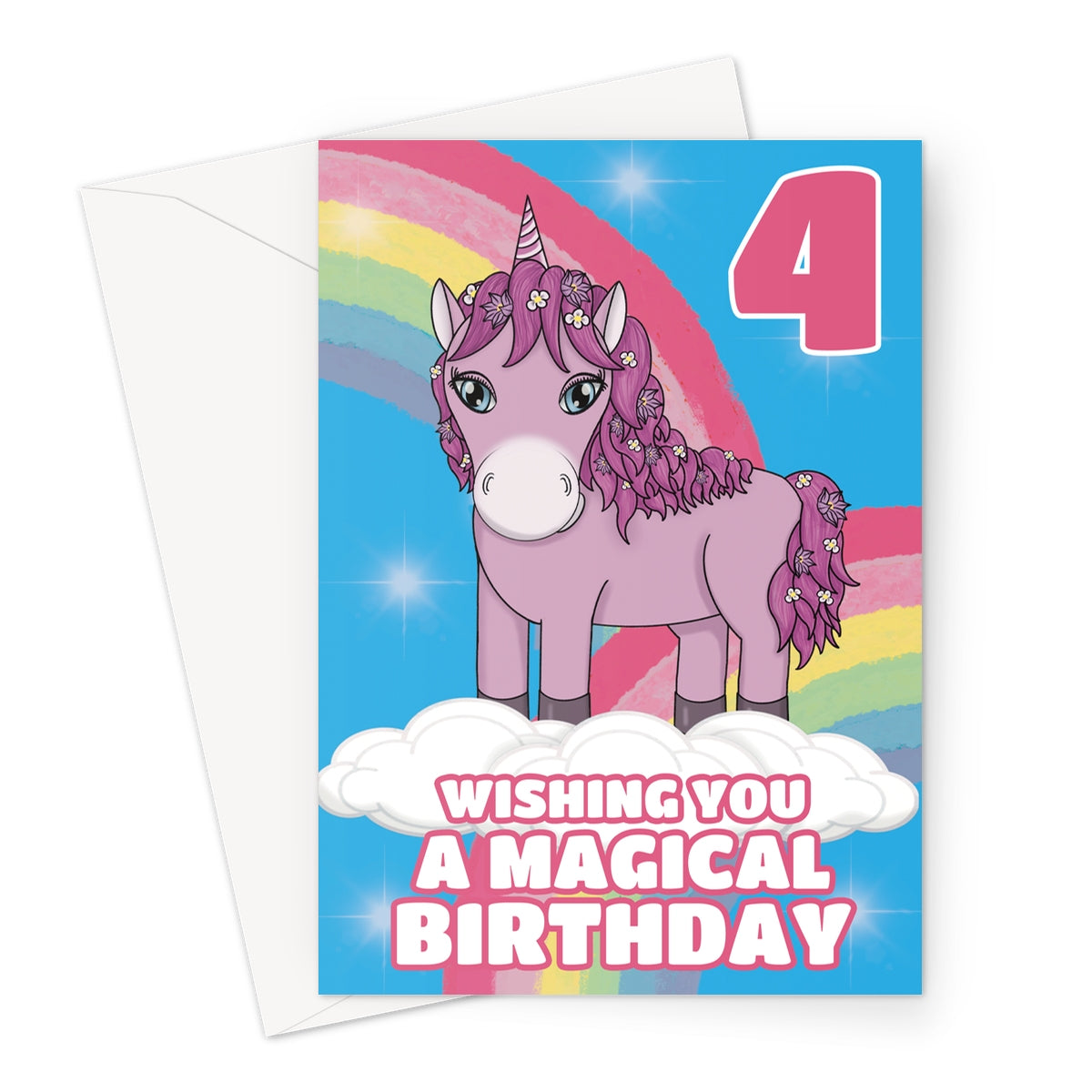 Magical Unicorn 4th Birthday Card