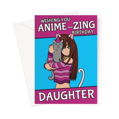 Cute Anime Girl Birthday Card For A Daughter