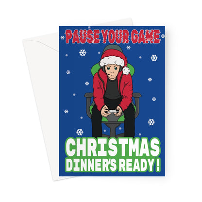 Funny Video Gamer Christmas Card - Pause Your Game