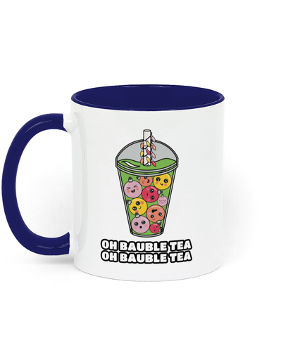 Bubble Tea Graphic Mug With Blue Handle and Interior