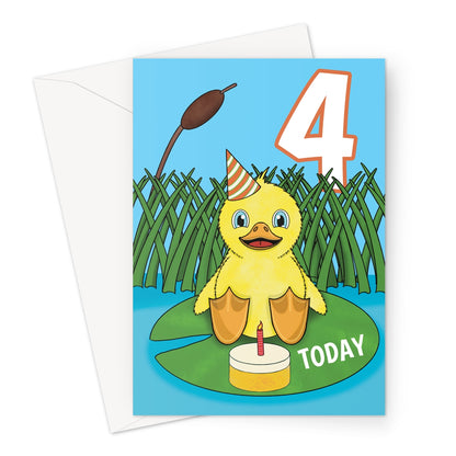 Cute Duckling 4th Birthday Card