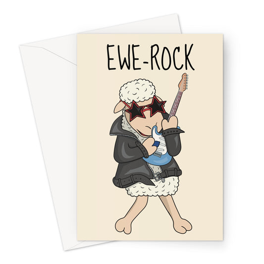 Funny Sheep Birthday Card - Ewe-Rock