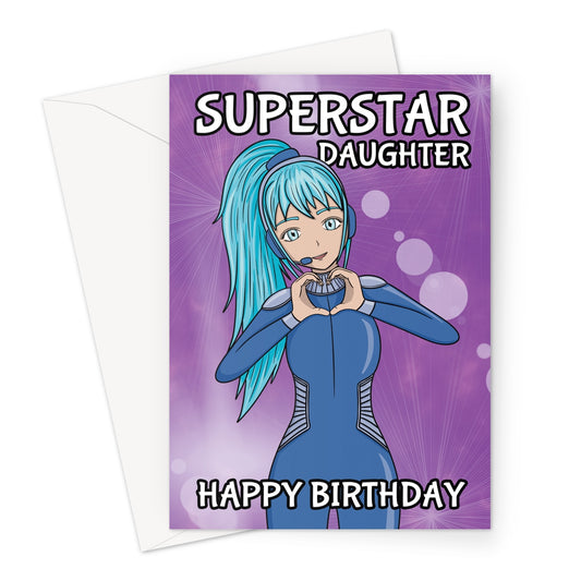 Cute Daughter Birthday Card - Anime Superstar