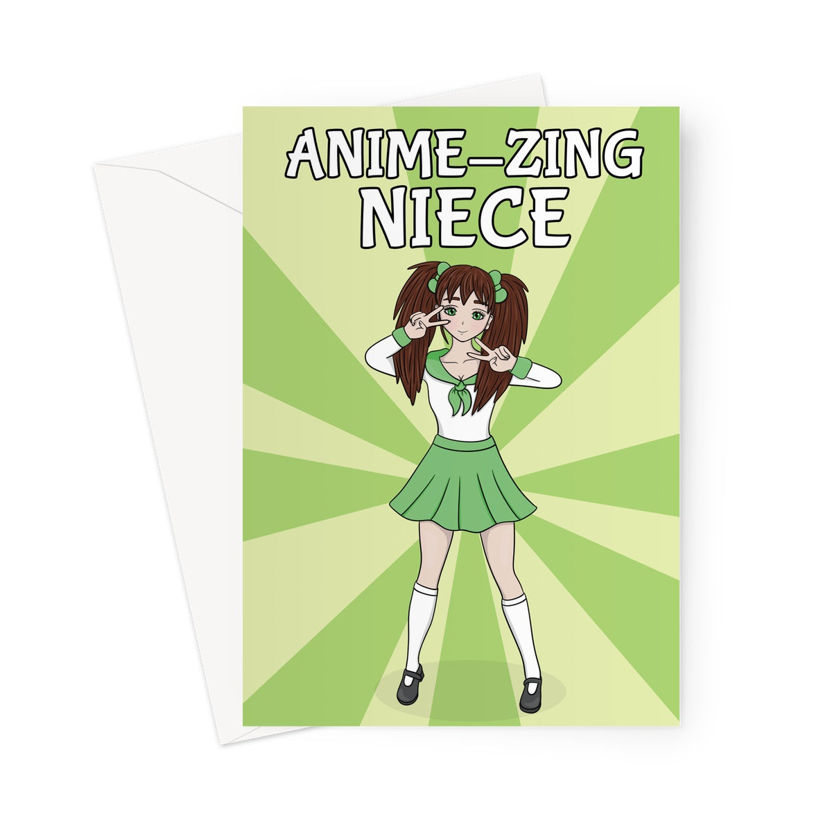 Cute Japanese Anime Girl Birthday Card For A Niece