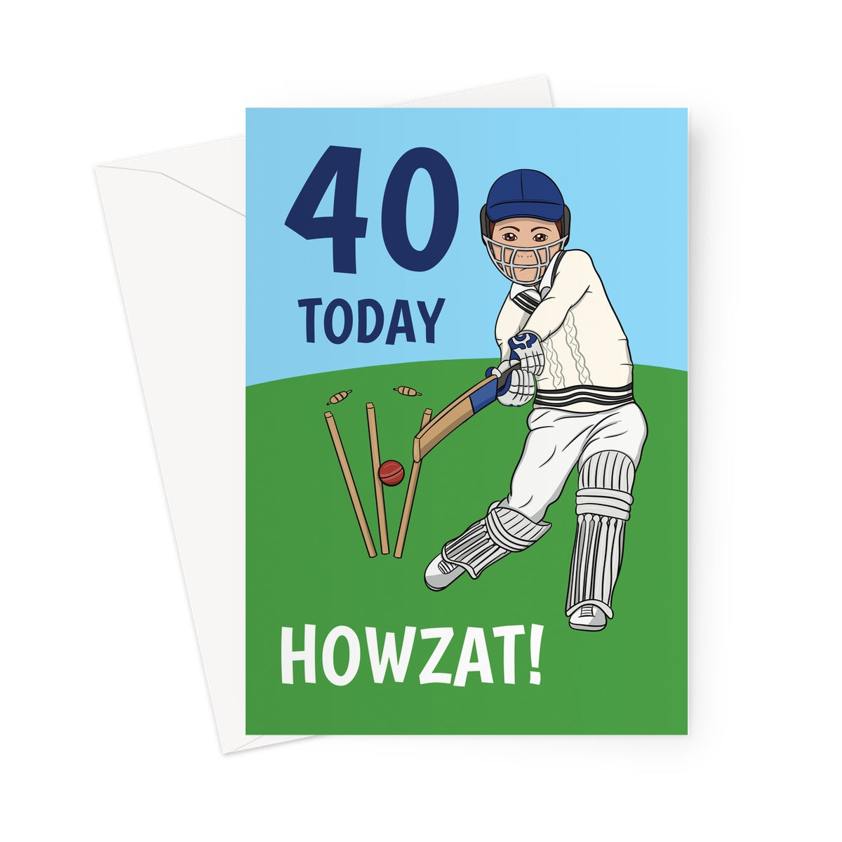  Cricket Themed 40th Birthday Card For Him