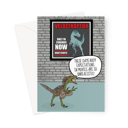 Funny Dinosaur Birthday Card - Velociraptor