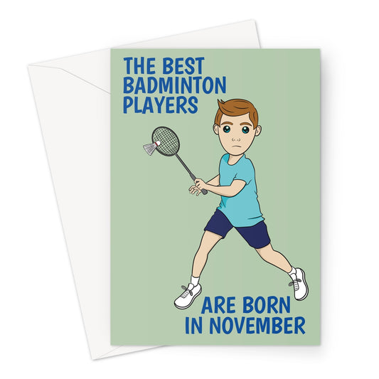 Badminton Greeting Card For A November Birthday