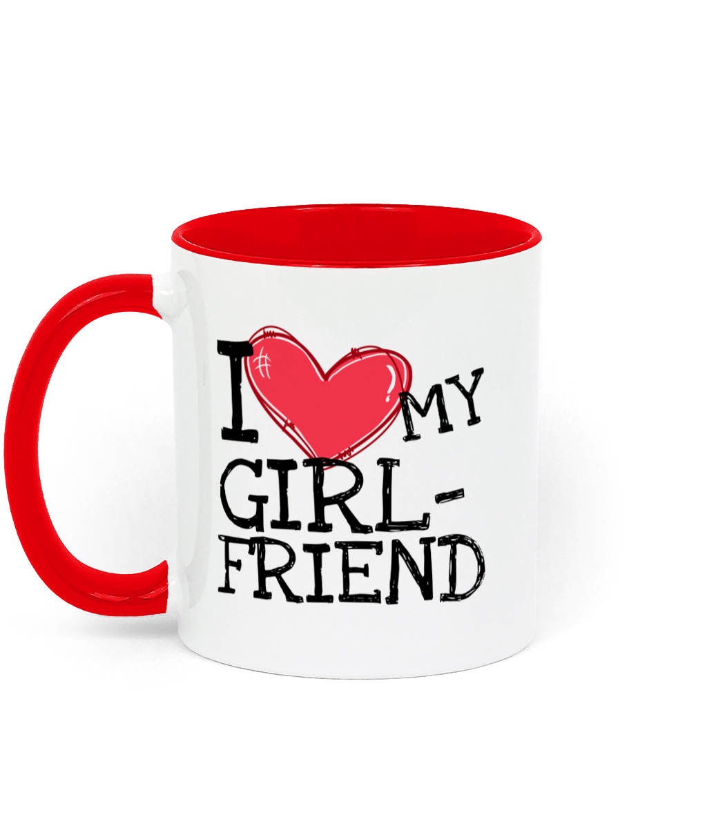 i love my girlfriend mug - red handle and interior