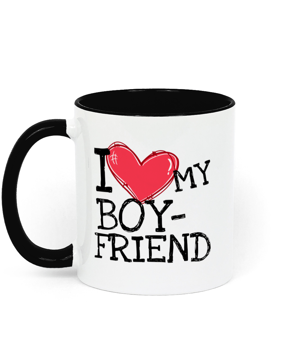 I love my boyfriend mug with black handle and interior