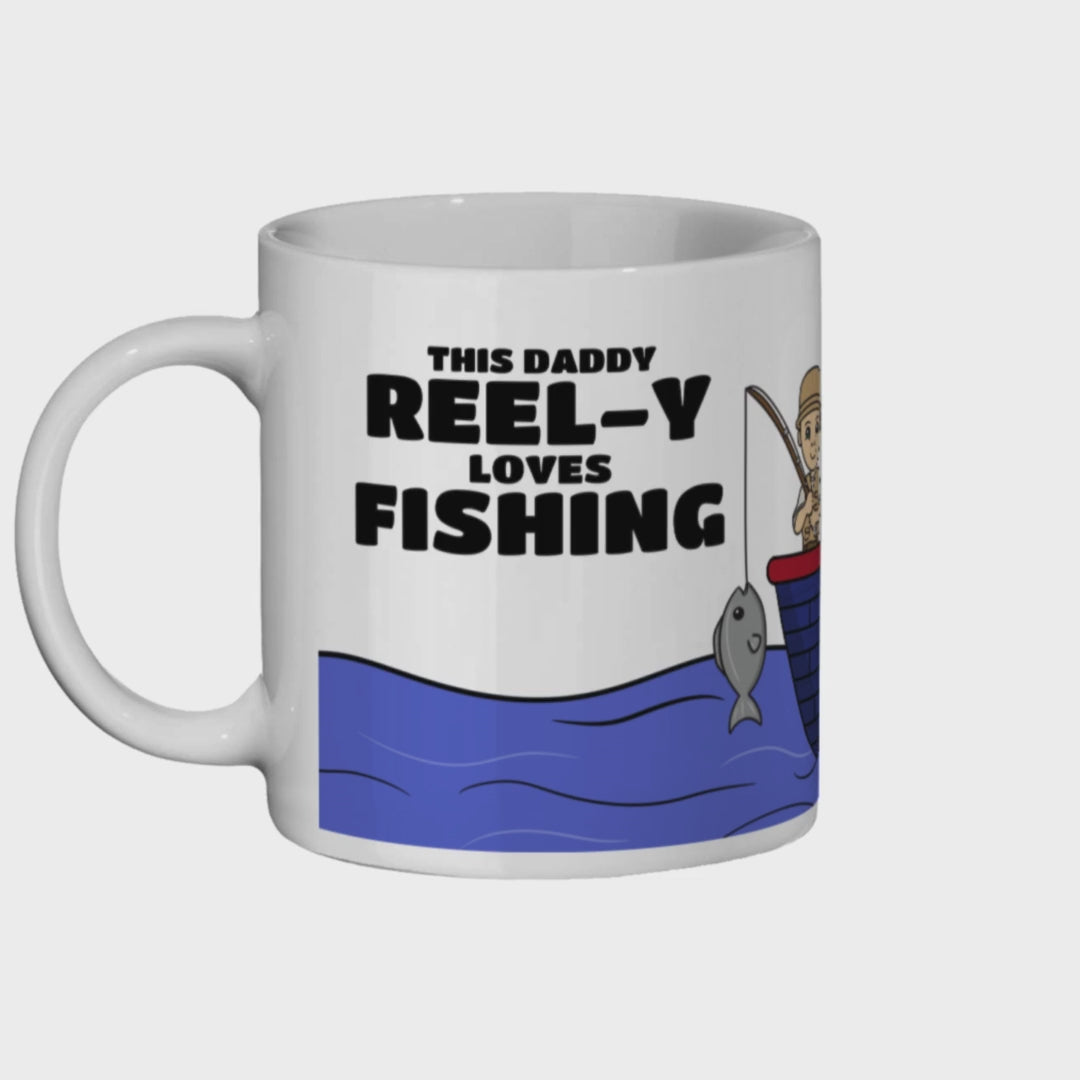 This daddy reel-y loves fishing, cute 11oz tea mug