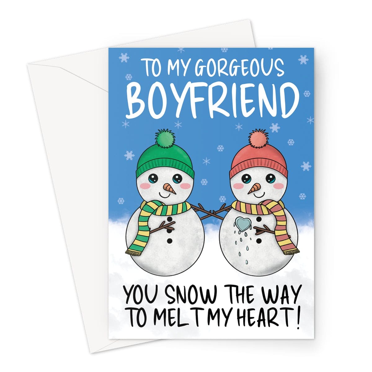 Cute snowman Christmas card for Boyfriend.