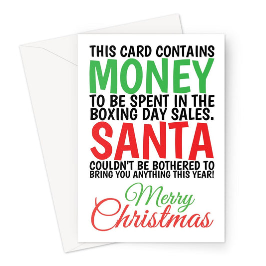 Funny Christmas card to put money inside as a gift.